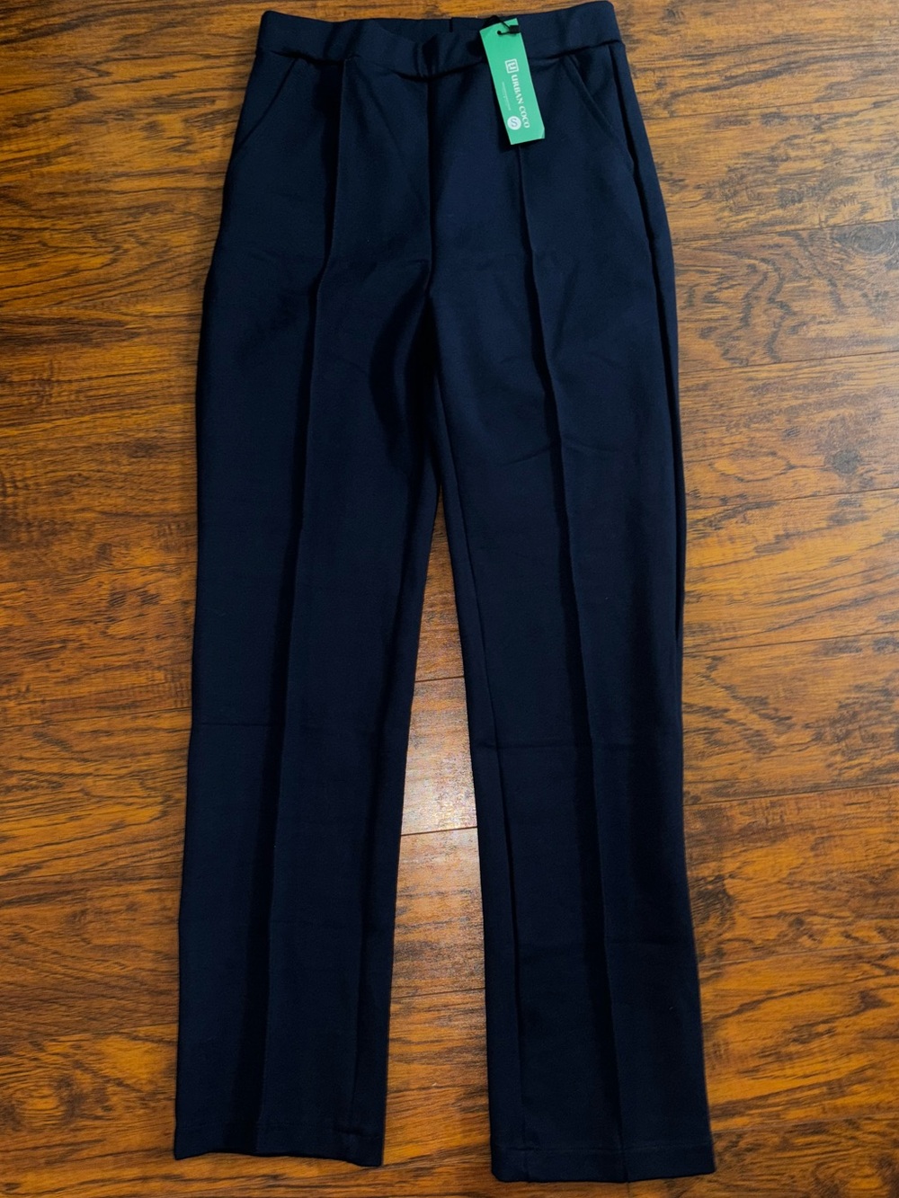 Urban Coco NWT Dress Pants Straight Fit Pleated Leg Navy Blue Pull-On Trousers